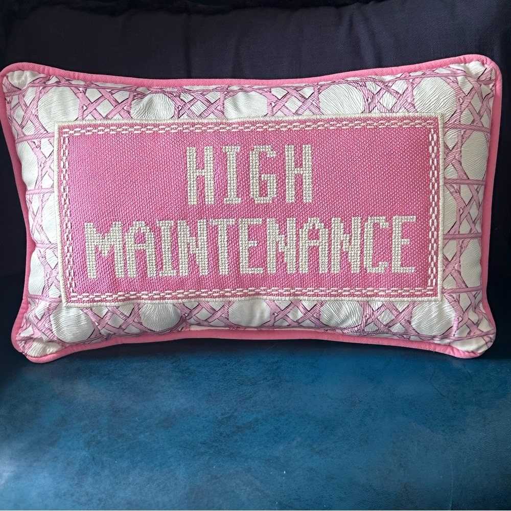 High Maintenance Needlepoint Accent Pillow